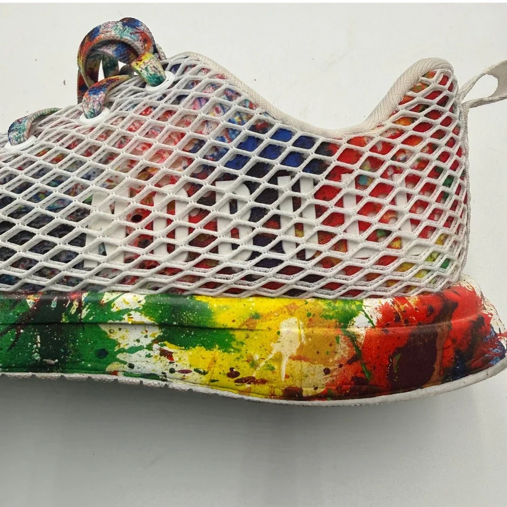 NOBULL All Pride Mesh Runner White Paint Splatter Trainer Shoes Men's 8.5 W10